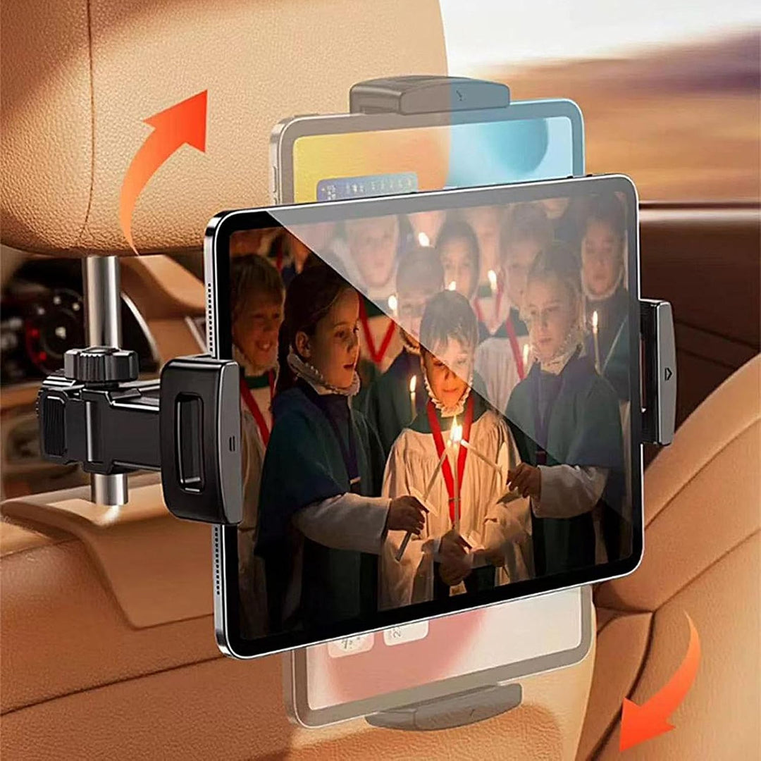 Flexible Telefon- & Tablet-Halterung für den Rücksitz, 360 Grad verstellbar. Optimales Zubehör für jede Reise.