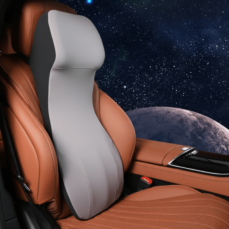 Einfach zu montierende Memory Foam Nacken- & Lendenstütze für jeden Autositz geeignet.
