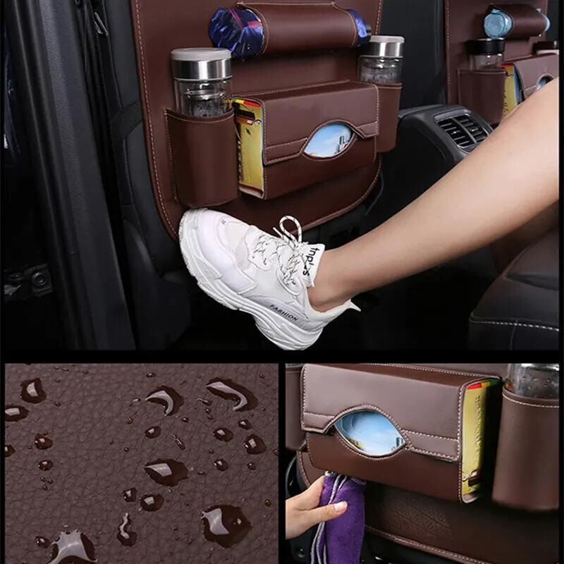 Rücksitz-Organizer mit integriertem Tablet-Halter und Klapptisch. Ideal für Unterhaltung auf langen Fahrten.