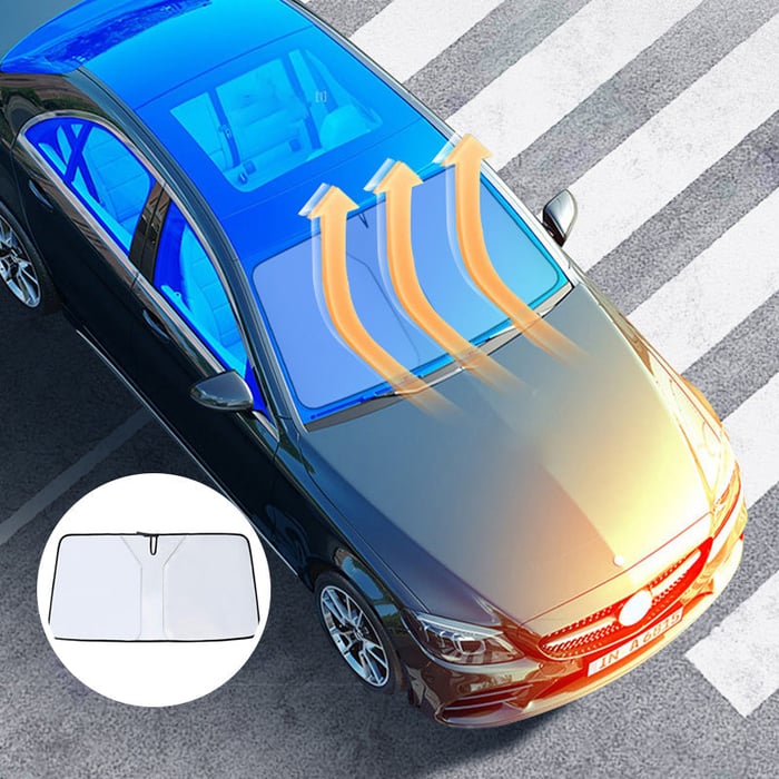Auto Sonnenblende Hitzeschutz, faltbar, für kühles Interieur & UV-Schutz im Sommer.