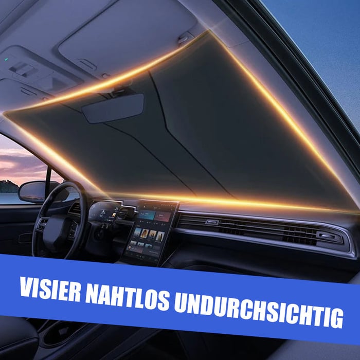 Hochwertiger Sonnenschutz PKW, faltbar, bietet maximalen Hitzeschutz & UV-Block.