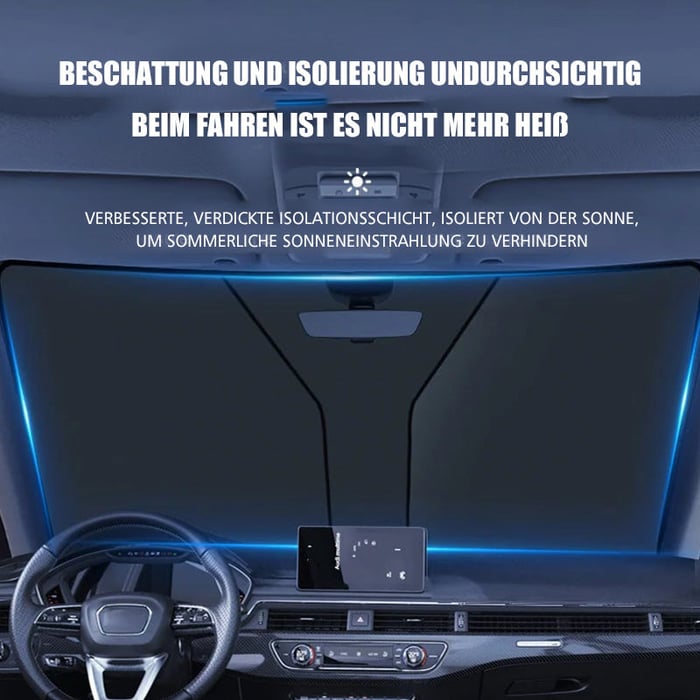 Einfach anzubringender Auto Sonnenschutz, Hitzeschutz für die Windschutzscheibe, UV-blockierend.
