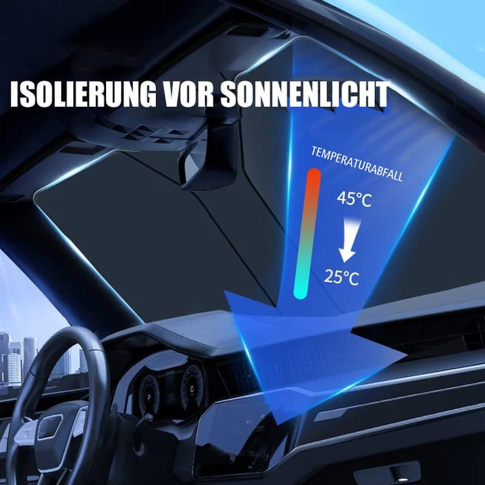 Kühles Interieur im Sommer dank faltbarer Auto Sonnenblende mit Hitzeschutz & UV-Schutz.