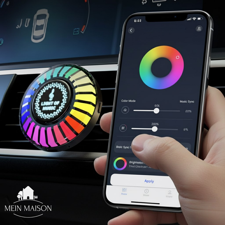 RGB Auto Stimmungslicht, musikreaktiv, erzeugt dynamische Lichteffekte im Fahrzeug-Innenraum.