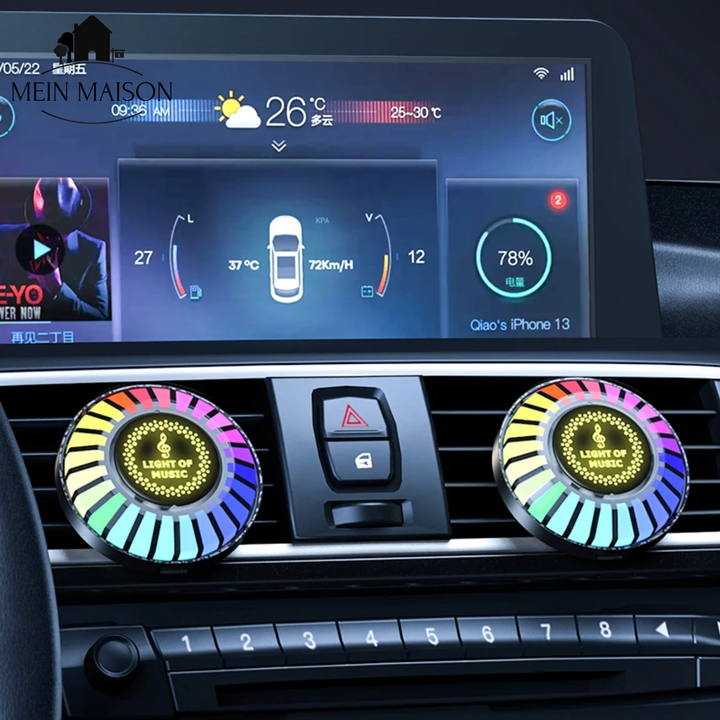 Moderner Auto Duftdiffusor & Stimmungslicht, musikreaktiv, als KFZ Zubehör für jede Fahrt.