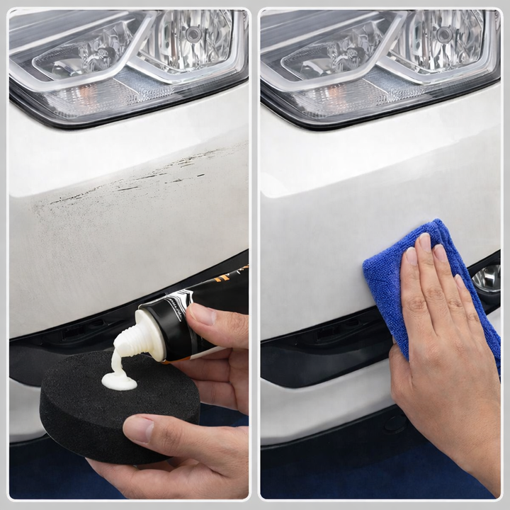 Hochwirksame Kratzerentferner Paste für Autolackpflege. Speziell formuliert für tiefe Autokratzer. Glanzverstärker.