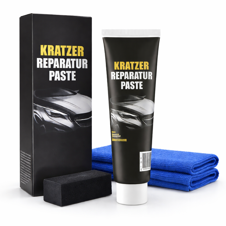 Schnelle & effektive Lackpolitur mit der Autolack Kratzerentferner Paste. Ideal für DIY Autopflege & Oberflächenreparatur.
