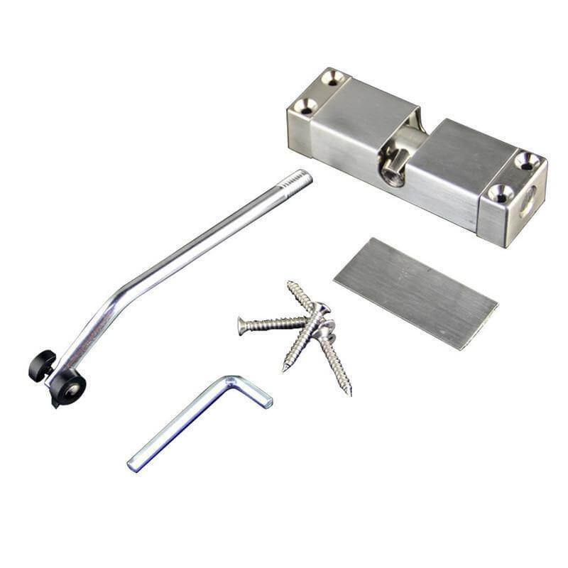 Mechanismus des verstellbaren Automatik Türscharniers aus Edelstahl für sanftes Schließen ohne Türstopper.