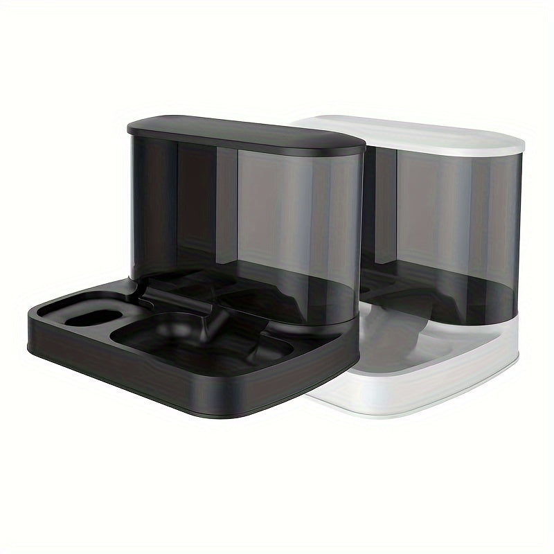 Frontansicht EasyFeed Duo: Futterautomat & Wasserspender in einem. Ideal für stressfreie Katzen-Tierpflege.