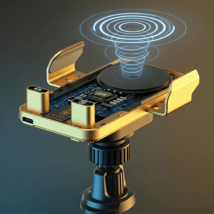 Drehbare KFZ-Halterung für Smartphones mit 15W Wireless Charging; flexible Ansicht und optimale Positionierung.