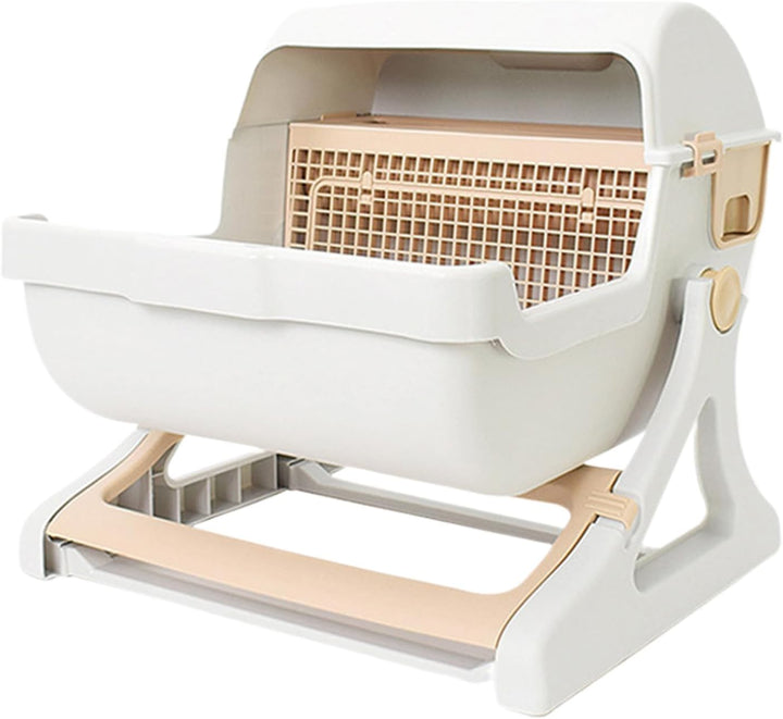 Automatische Katzentoilette mit offenem Design für mühelose Hygiene; Selbstreinigung & Geruchskontrolle für Katzen.