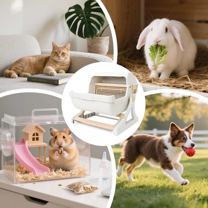 Praktisches Schubladensystem der automatischen Katzentoilette für schnelle, hygienische Abfallentsorgung.