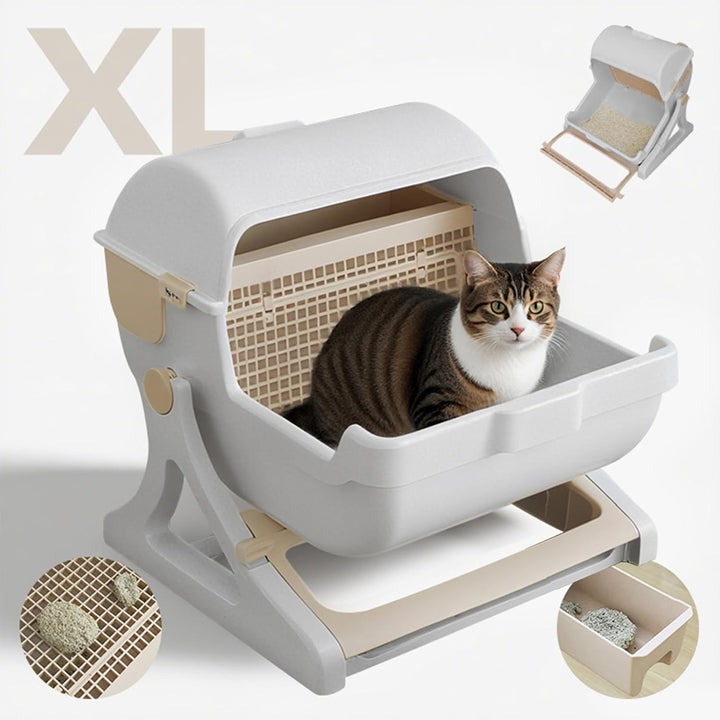 Mühelose Hygiene: Automatische, geruchlose Katzentoilette mit Selbstreinigung spart Zeit bei der Katzenpflege.