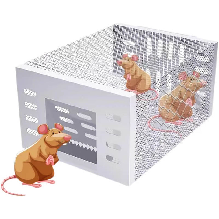 Automatische Mausefalle aus rostfreiem Metall für effektive Schädlingsbekämpfung im Haus & Garten, wiederverwendbar.