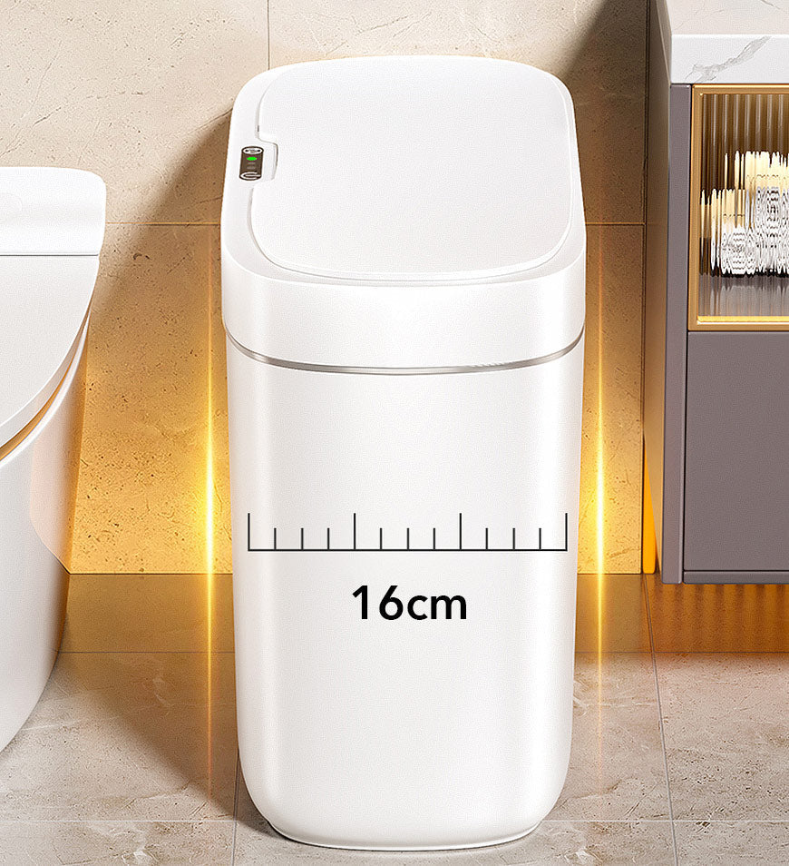 Wasserdichter Abfalleimer (12L) mit intelligentem Sensor für berührungslose Müllentsorgung im Bad.