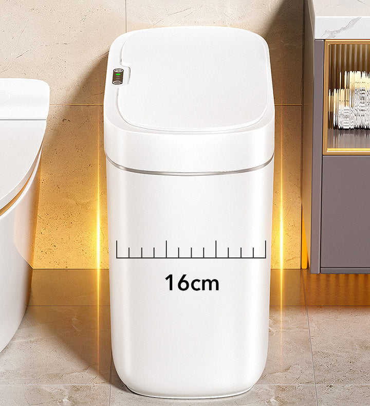 Wasserdichter Abfalleimer (12L) mit intelligentem Sensor für berührungslose Müllentsorgung im Bad.