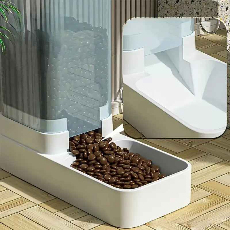 Kompakter Tierfutter- und Getränkeautomat für Hunde & Katzen; perfekte Lösung für Reisen oder Abwesenheit.