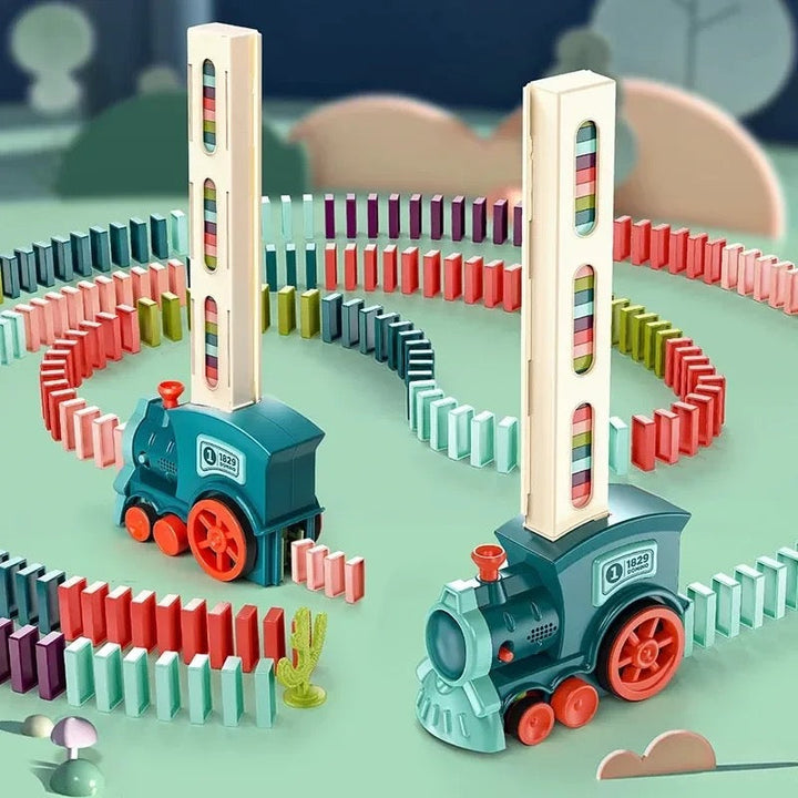 Pädagogisches Domino-Zug Spielzeug: Fördert Kreativität, Feinmotorik & Konzentration; tolles Lernspiel Geschenk.