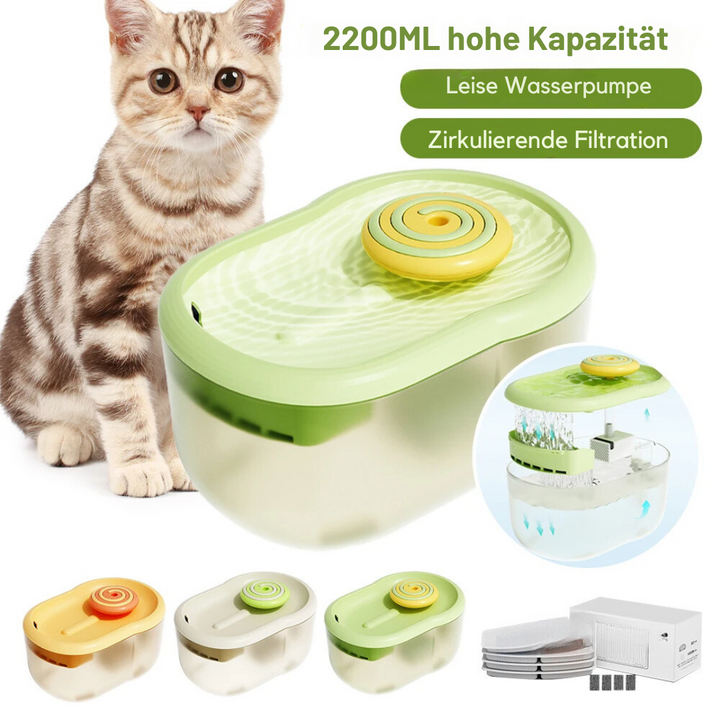 Moderner FunFlow Haustierbrunnen mit leisem Betrieb. Bietet frisches, fließendes Wasser für Ihre Tiere.