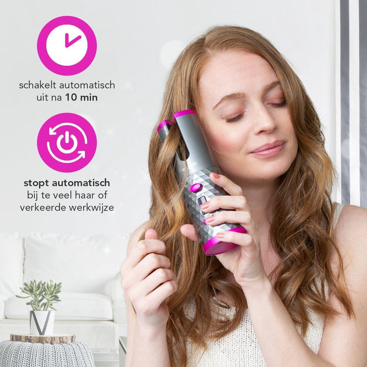 Eleganter automatischer Lockenstab, grau, für schnelles und einfaches Hairstyling zu Hause.