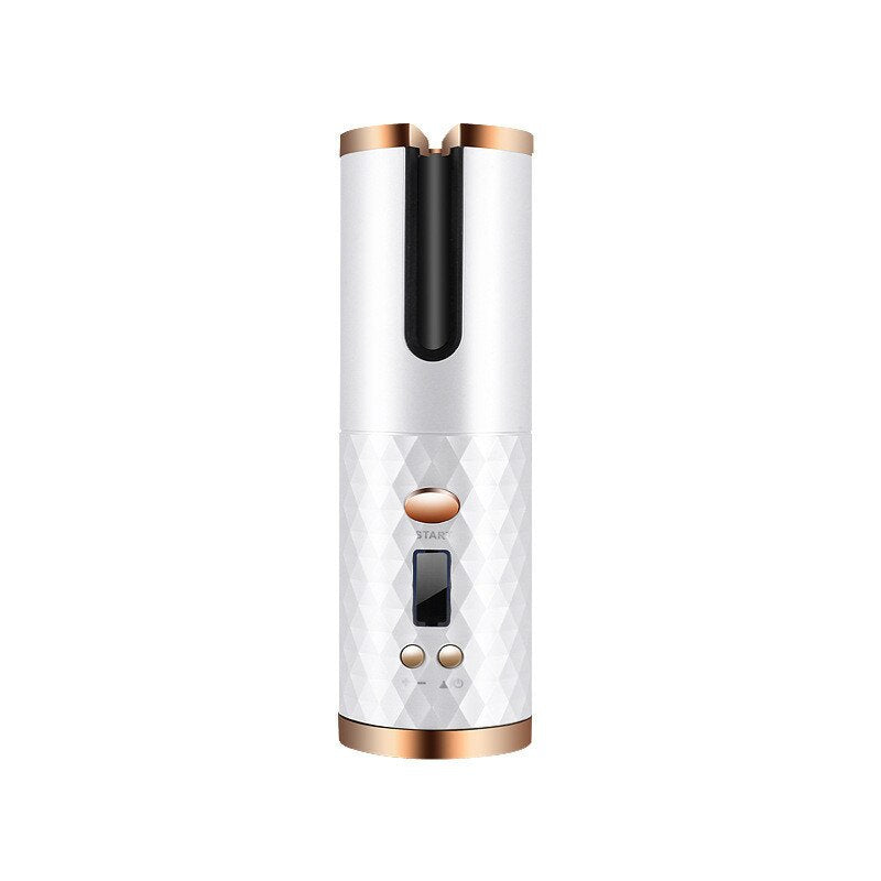 Nahaufnahme: Automatischer Haarkruller Rose Gold, Heizplatte für schonendes Styling der Haare.