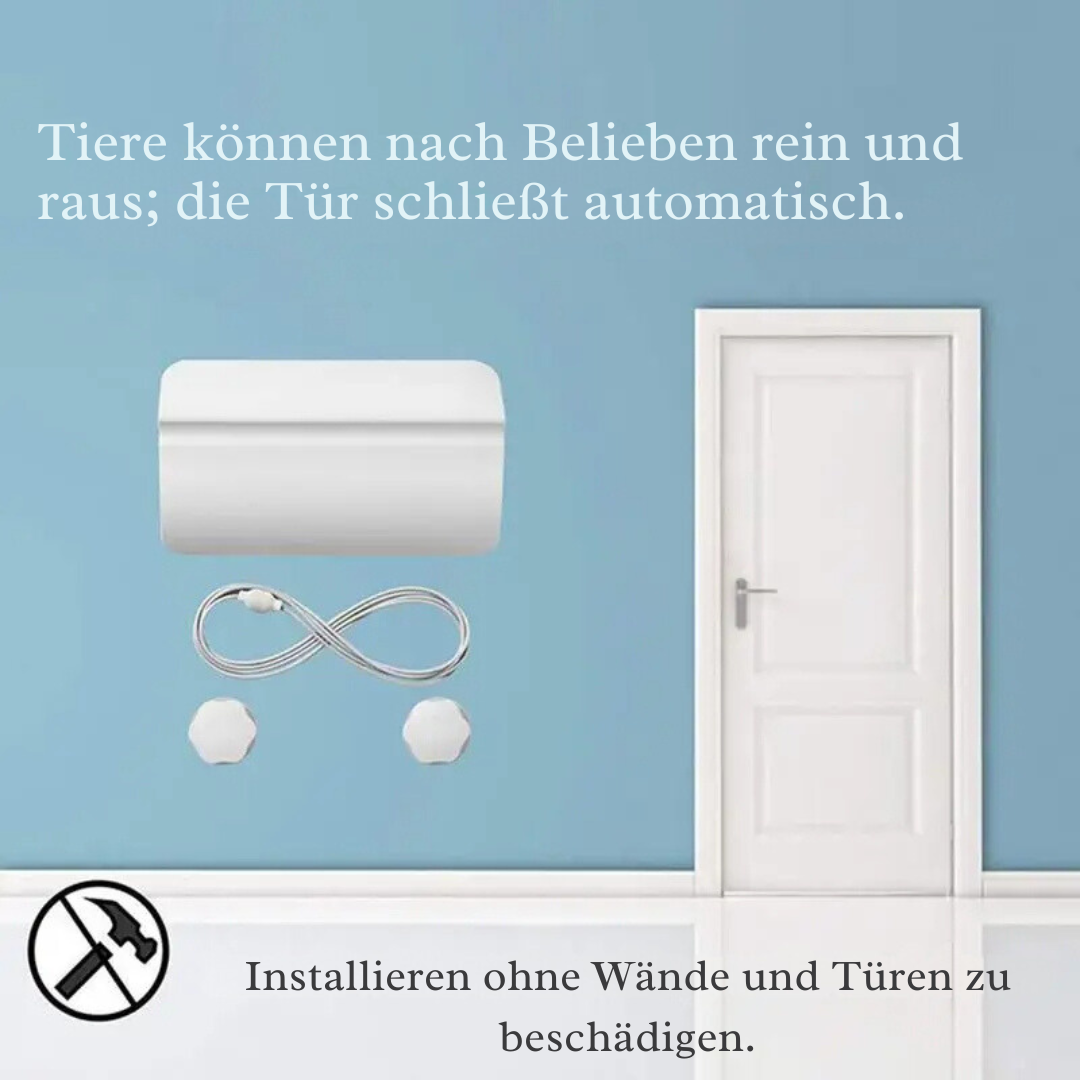 Automatischer Türöffner wird an Tür montiert, sicherer Möbelschutz. Schnelle, einfache Montage für Katze & Hund.