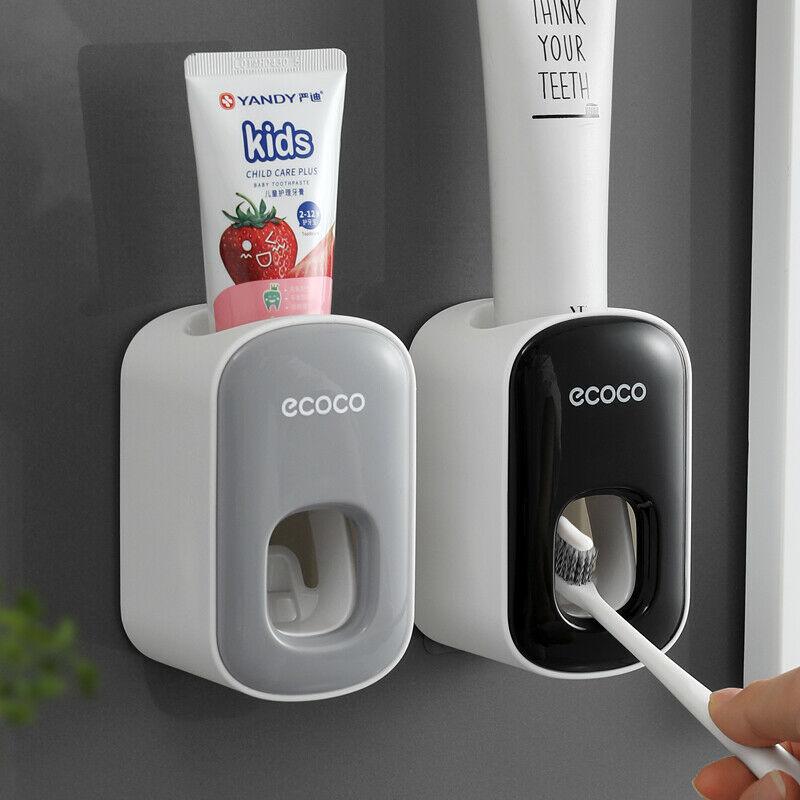 Eleganter, automatischer Zahnpasta-Spender als modernes Badzubehör für bequeme Mundhygiene.