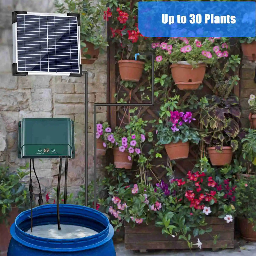 Einfache Installation der automatischen Solar-Tropfbewässerung zur optimalen Pflanzenversorgung.