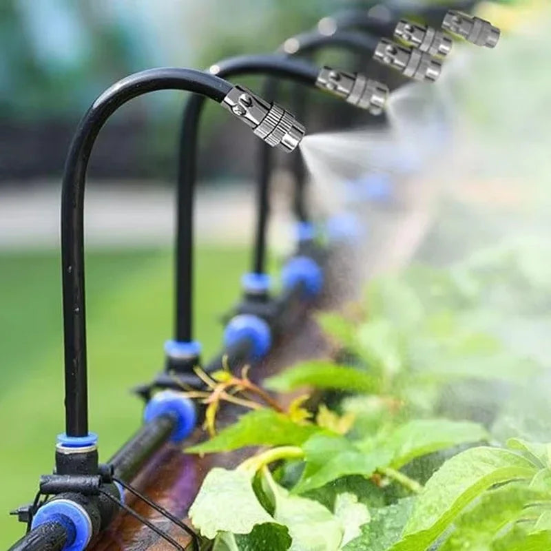 DIY Nebel-Set zur Garten-Bewässerung, 360° Sprühdüsen. Automatische Bewässerung für Terrasse, Gewächshaus.