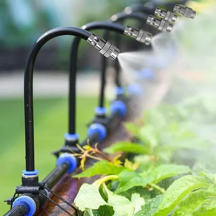 DIY Nebel-Set zur Garten-Bewässerung, 360° Sprühdüsen. Automatische Bewässerung für Terrasse, Gewächshaus.