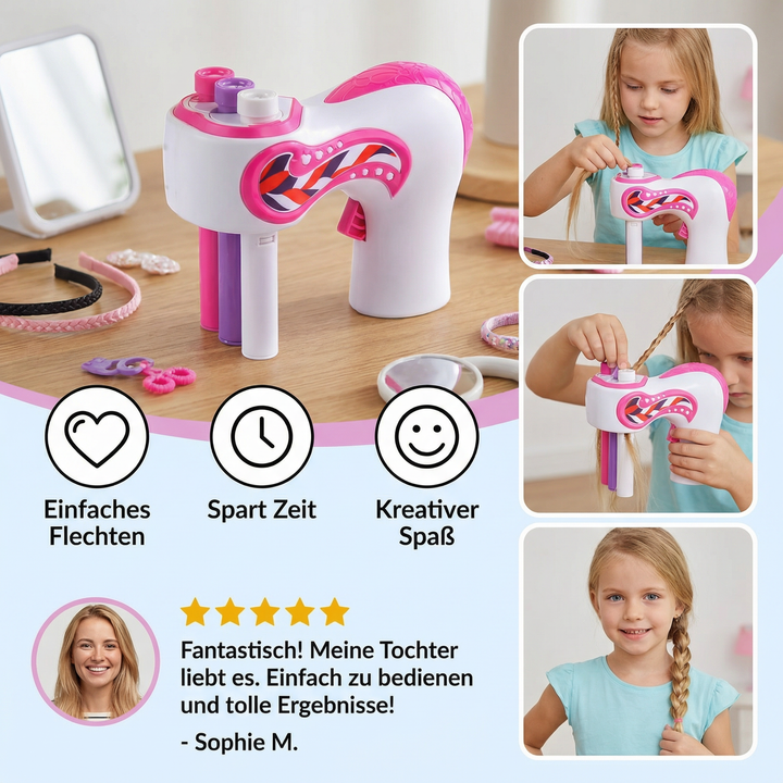Ideales Mädchengeschenk: Automatisches Haarflechtgerät für Kinder, schnelle & kreative Frisuren mit viel Spaß.