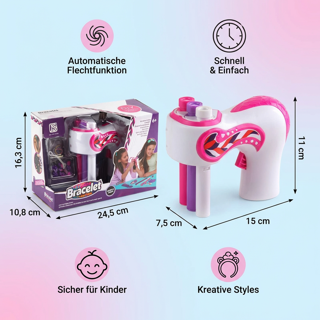 Einfaches Haarflechten für Kinder: Automatisches Gerät für diverse Zöpfe & kreative DIY-Frisuren.