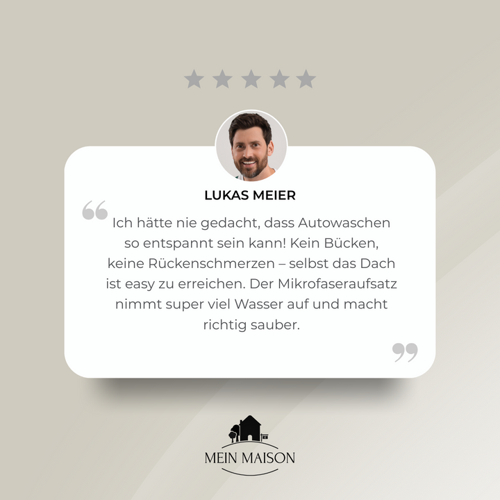 Ergonomische Autowaschbürste mit Teleskopstiel für bequeme, effiziente Autopflege und Sauberkeit.