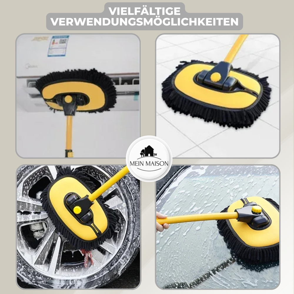 Teleskopbürste für Autoreinigung: Ergonomischer Stiel ermöglicht rückenschonende Autopflege & Glanz.