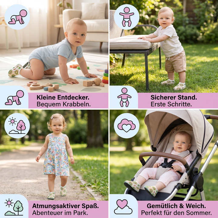 Weiche Barfußschuhe für Kleinkinder, atmungsaktiv mit fruchtigem Muster. Für Mädchen & Jungen.