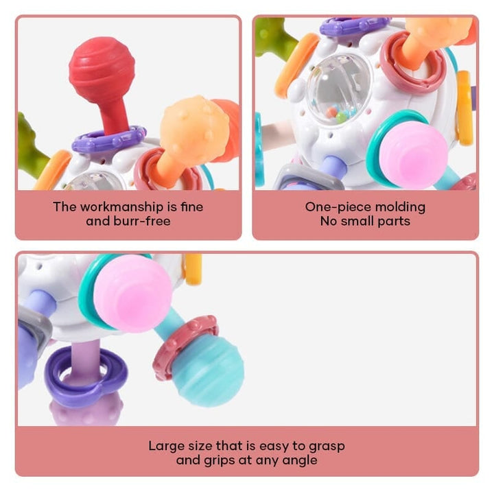 Baby-Beißring & Rassel Kombination, beruhigt zahnendes Baby. Sicheres, langlebiges Babyspielzeug aus Silikon.