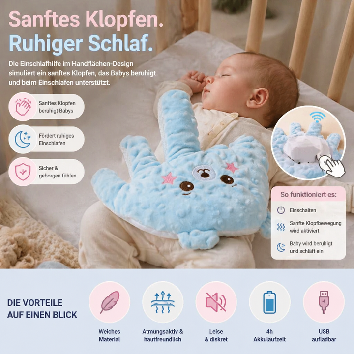 Beruhigende Baby Einschlafhilfe mit Klopf-Rhythmus, fördert Entspannung und Geborgenheit für Babys.