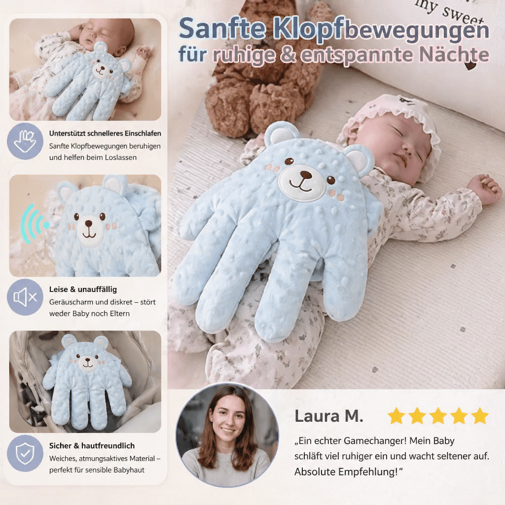 Eltern lieben diese Baby Einschlafhilfe mit Klopffunktion für gesunden, selbstständigen Kinderschlaf.