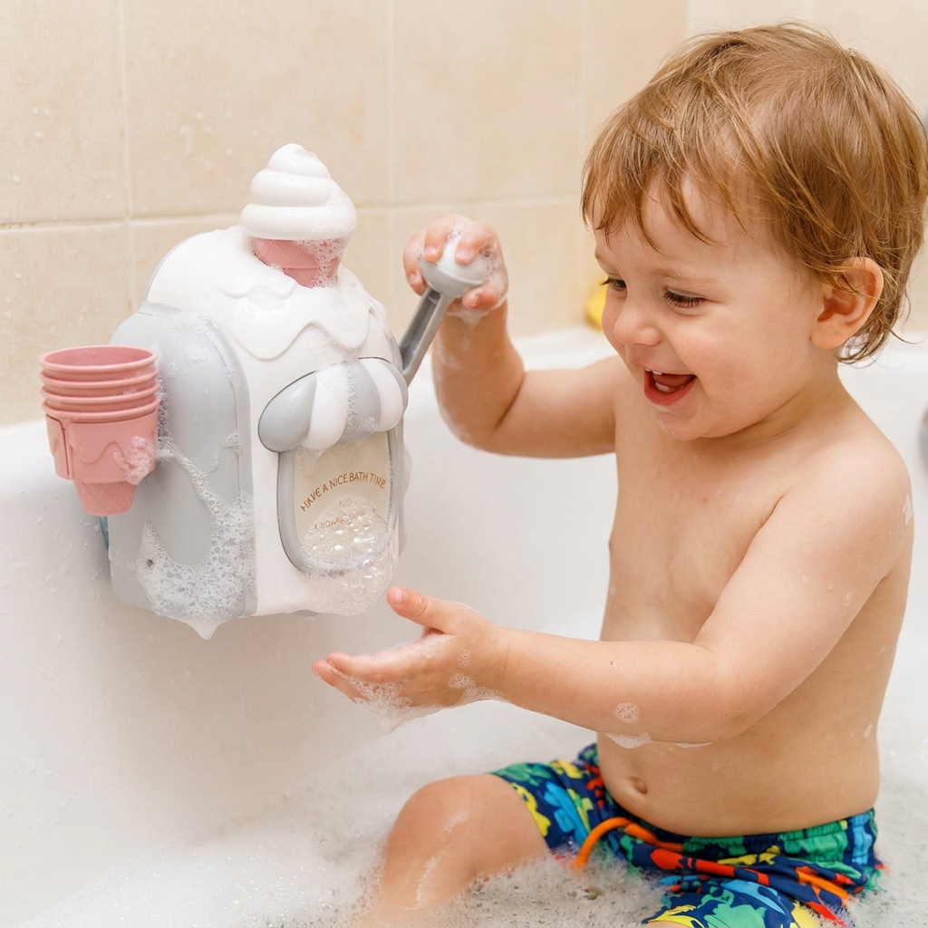 Seifenblasen-Spaß Badespielzeug: Baby Eis Maschine für magische Momente & fröhliche Entwicklung im Bad.