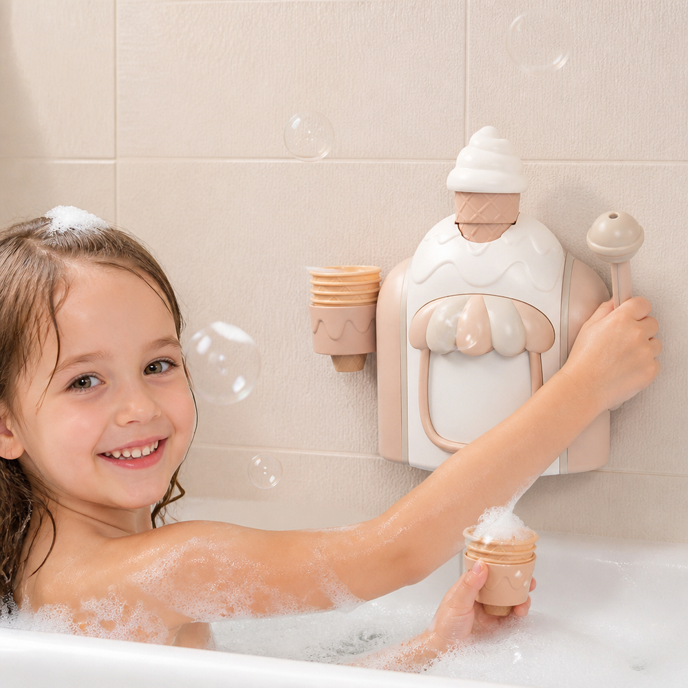 Kinder Badespielzeug: Seifenblasen Eis Maschine für magischen Badespaß, ideal für Babys & Kleinkinder.