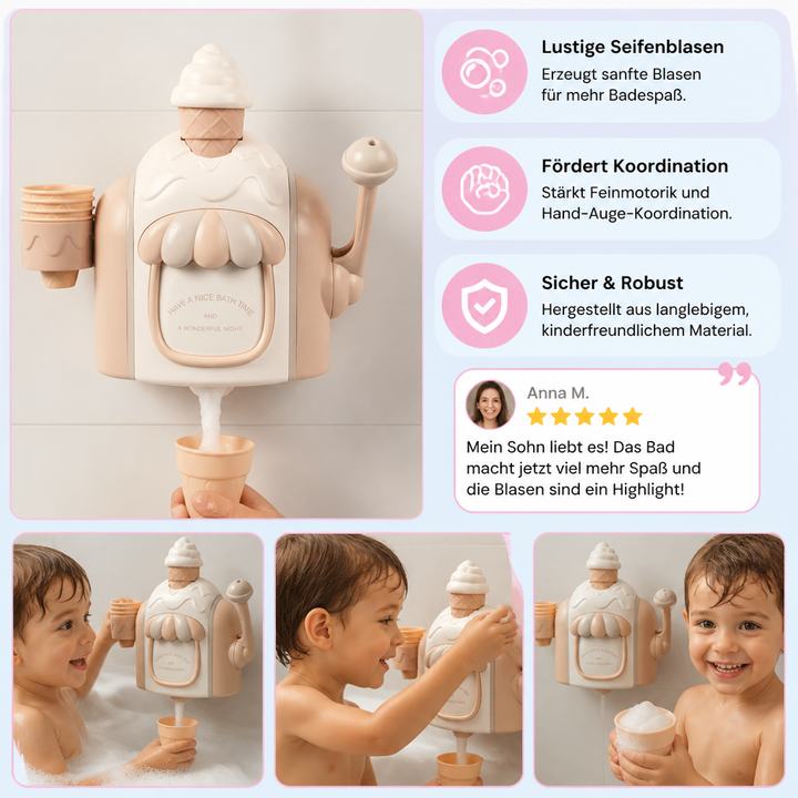 Badespielzeug Baby Eis Maschine: Seifenblasen & Wasserspaß für Kleinkinder & Babys in der Badewanne.