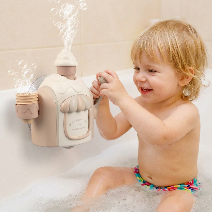 Kinderspielzeug Wasserspielzeug: Baby Eis Maschine, Seifenblasenmaschine für kreativen Badespaß & Entwicklung.