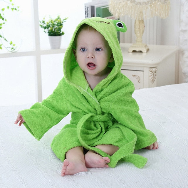 Weiches Baby Kapuzenhandtuch aus Baumwolle mit süßem Tiermotiv, perfekt nach dem Baden für zarte Babyhaut.