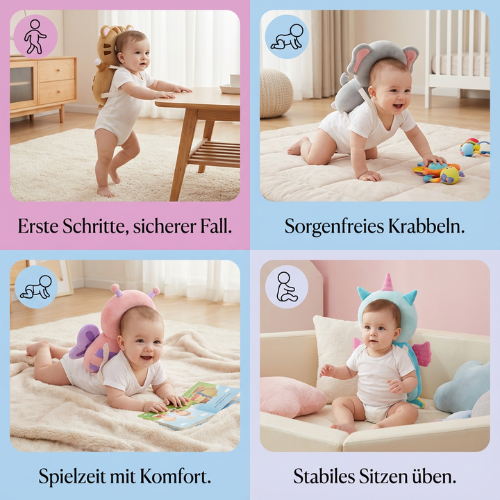 Ideales Baby Geschenk: Plüsch Kopfschutz für Kleinkinder, sicherer Stoßschutz & Krabbelhilfe.
