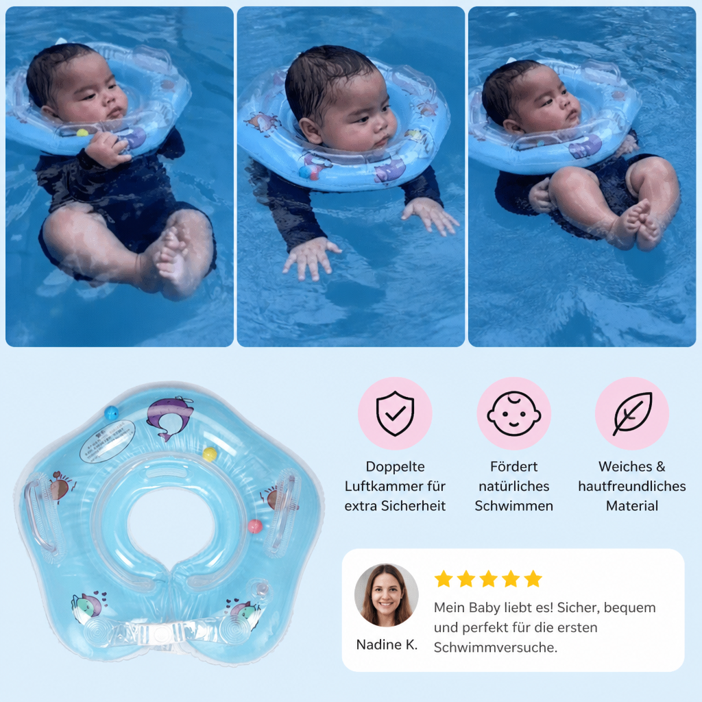 Neugeborenen Nackenschwimmring (0-3 Jahre) mit Doppel-Luftkammer für sicheres Baden & Schwimmen lernen.