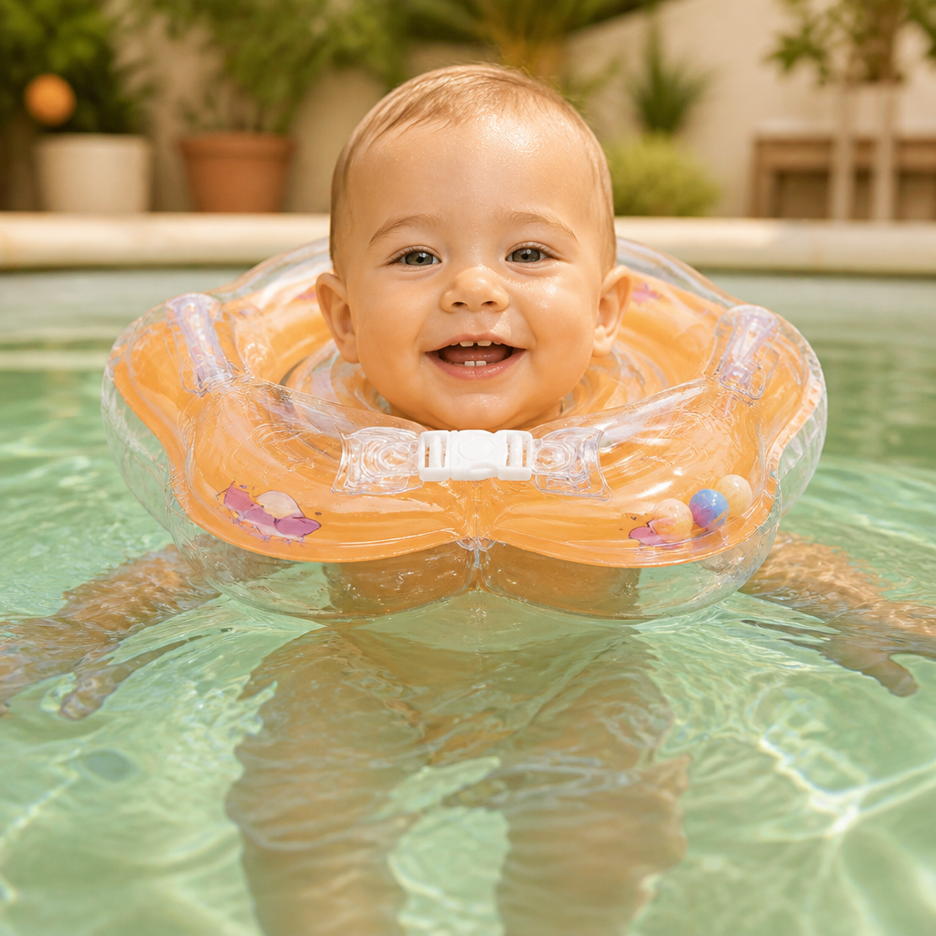 Grüner Baby Nackenschwimmring, ideales Wasserspielzeug & Schwimmhilfe für Neugeborene zum sicheren Baden.