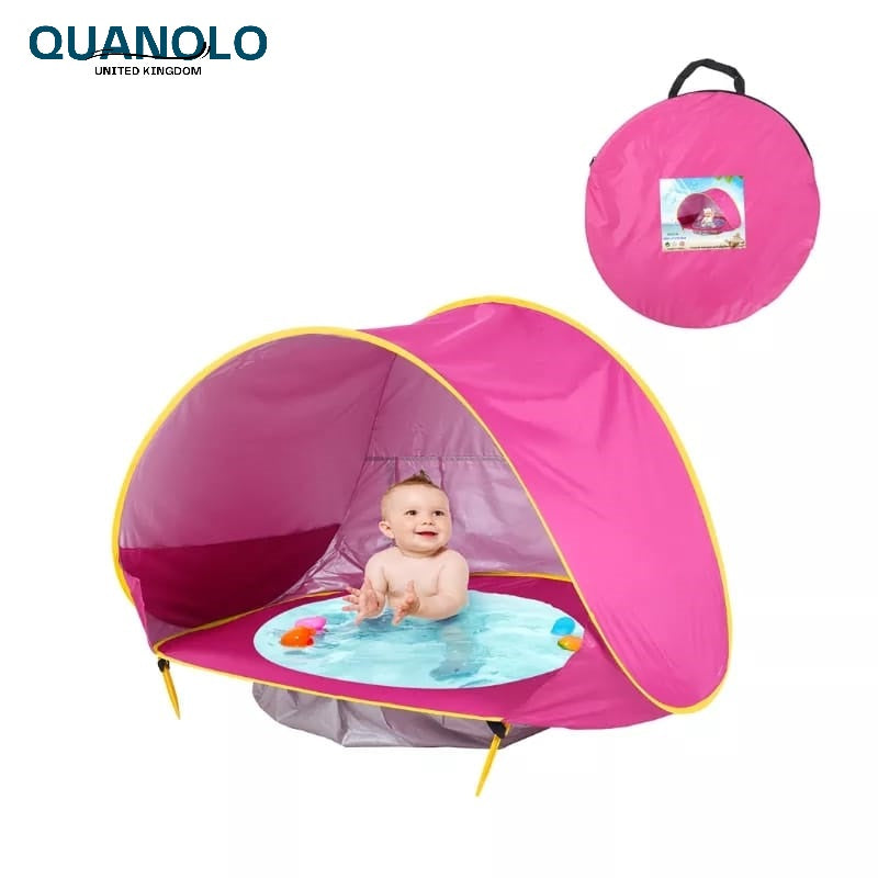 Baby Pop-Up Strandzelt mit UV-Schutz, ideal für Strand & Garten. Schützt Kleinkinder vor Sonne.