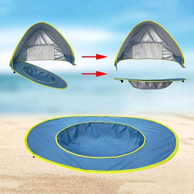 Leichtes Pop-Up Babyzelt für Reisen, schnell auf- & abbaubar. Perfekter Sonnenschutz für Kleinkinder.