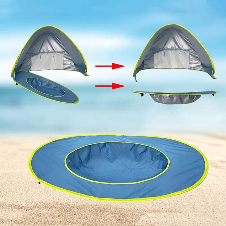 Leichtes Pop-Up Babyzelt für Reisen, schnell auf- & abbaubar. Perfekter Sonnenschutz für Kleinkinder.