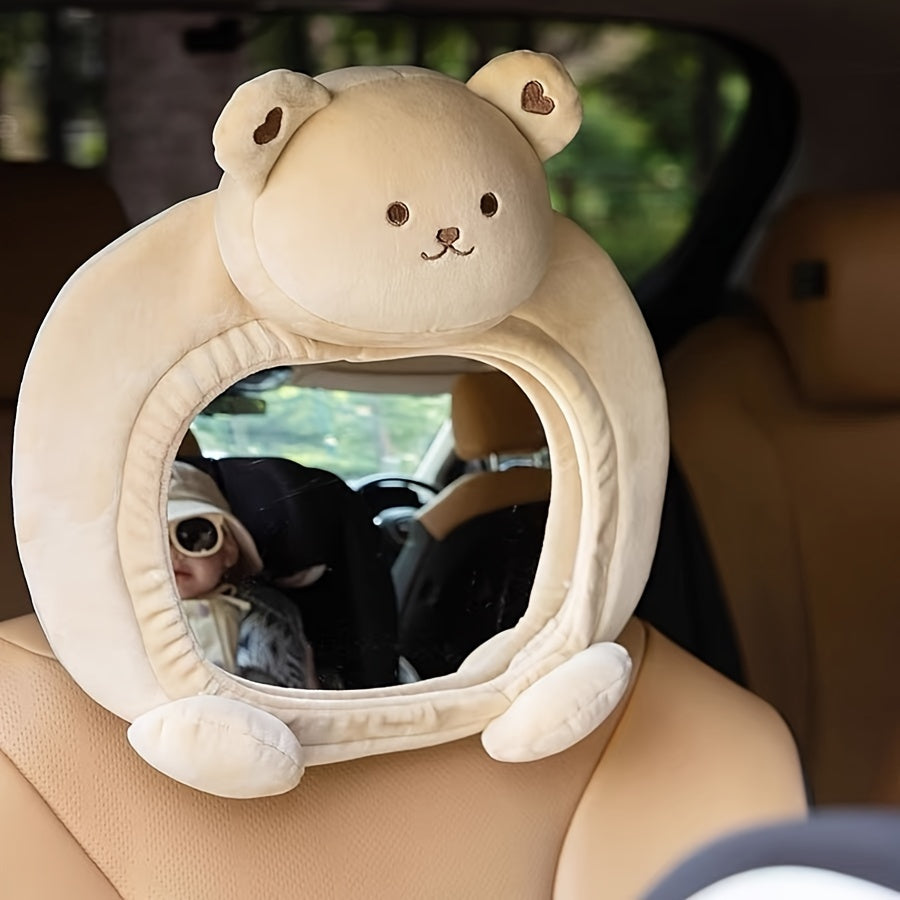 Praktischer Baby-Rücksitzspiegel in Bärenform für einfachen Blickkontakt mit dem Baby im Auto. Mehr Sicherheit.